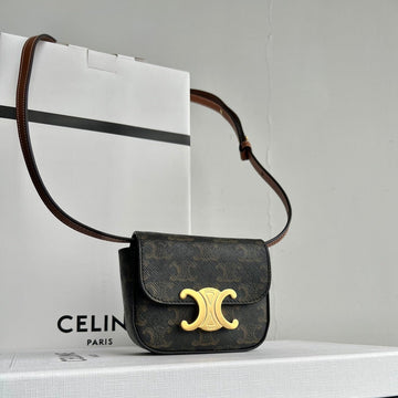 Triomphe 11 Black Pattern Shiny Calfskin Handbag Luxe Carry