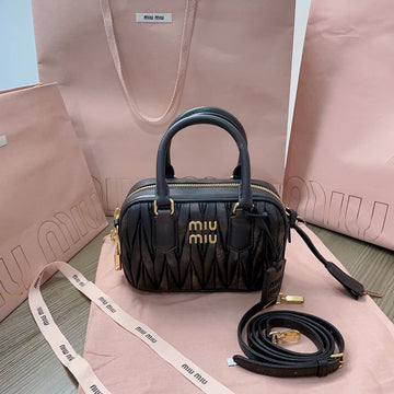 ARCADIE MATELASSÉ NAPPA SMALL BAG 19 IN BLACK LAMBSKIN GOLD HARDWARE By Luxe Carry