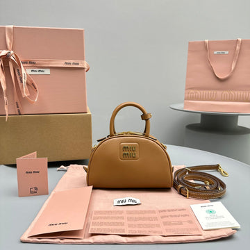 TOP-HANDLE 18 BAG IN CARAMEL BROWN CALFSKIN Luxe Carry Bags