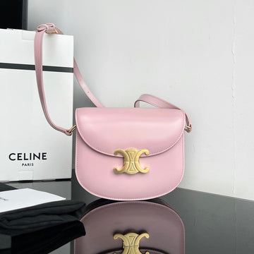 TRIOMPHE SHINY CALFSKIN HANDBAG 18 PINK PASTEL Luxe Carry