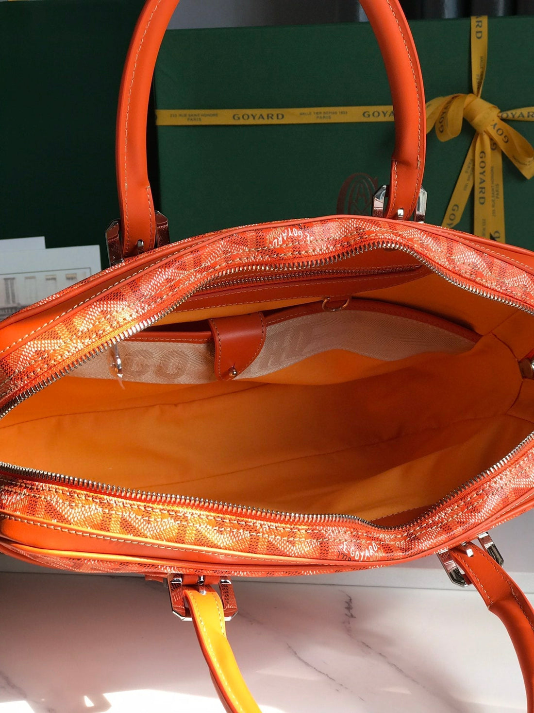 AMBASSADE DOCUMENT CASE 35 IN ORANGE GOYARDINE CANVAS Luxe Carry