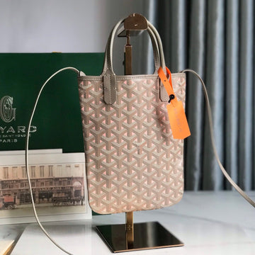 POITIERS CLAIRE-VOIE BAG 24 IN GREY MIX PINK GOYARDINE CANVAS AND CALFSKIN by Luxe Carry