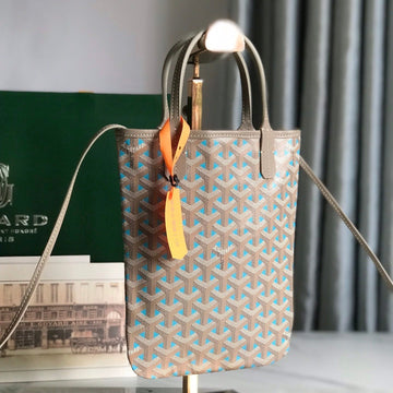POITIERS CLAIRE-VOIE BAG 24 IN GREY MIX BLUE GOYARDINE CANVAS AND CALFSKIN Luxe Carry Bags