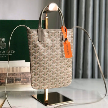 POITIERS CLAIRE-VOIE BAG 24 IN GREY MIX GREEN GOYARDINE CANVAS AND CALFSKIN by Luxe Carry