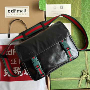 MESSENGER BAG 27 IN BLACK MONOGRAM CANVAS Luxe Carry Bags