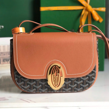 233 BAG 25 IN TAN CALFKIN AND BLACK GOYARDINE CANVAS by Luxe Carry