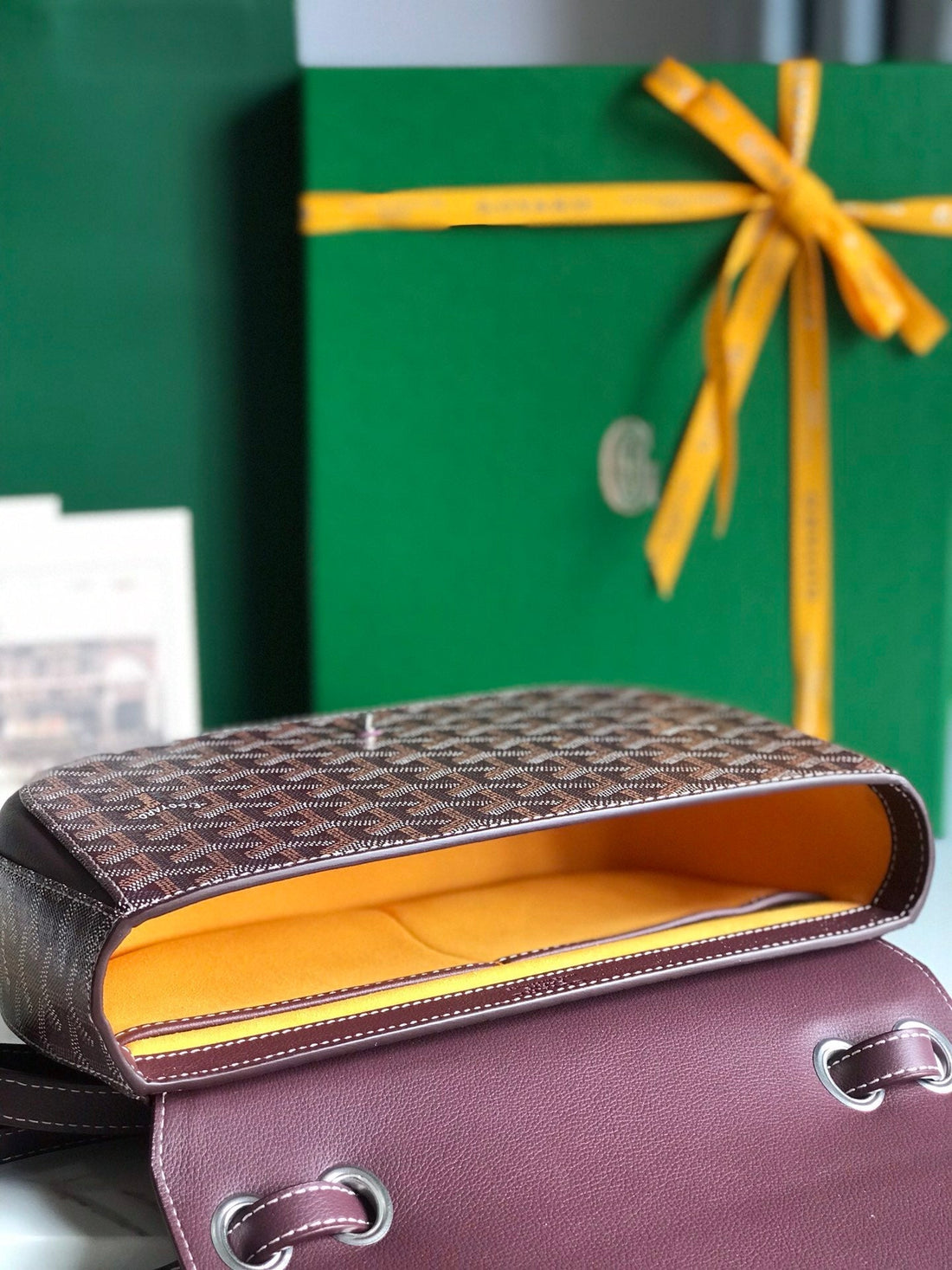 233 BAG 25 IN WINE RED CALFKIN AND GOYARDINE CANVAS by Luxe Carry