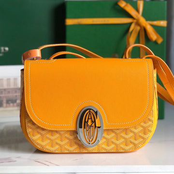 233 BAG 25 IN YELLOW CALFKIN AND GOYARDINE CANVAS by Luxe Carry