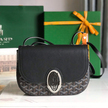 233 BAG 25 IN BLACK CALFKIN AND GOYARDINE CANVAS Luxe Carry