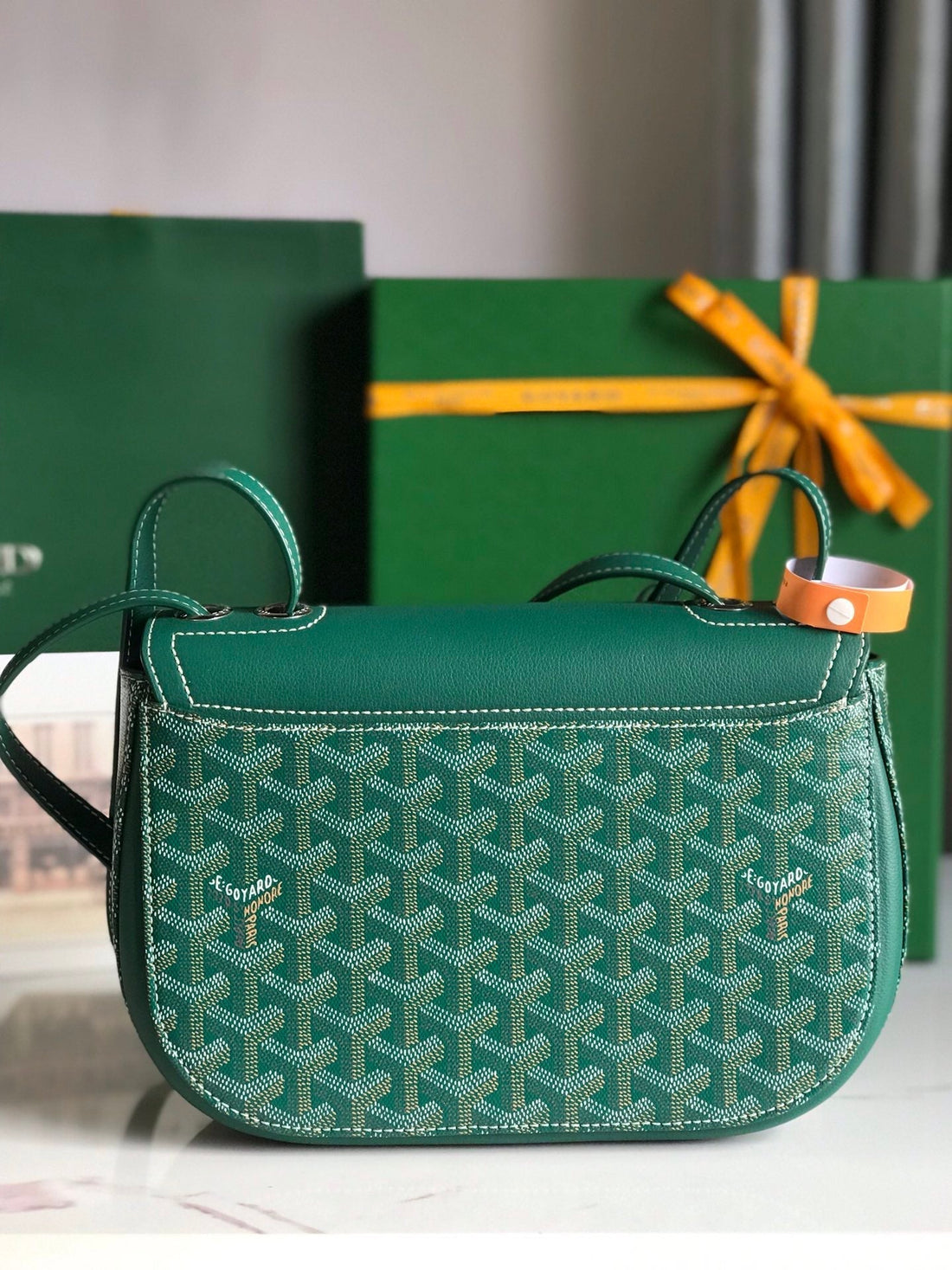 233 BAG 25 IN GREEN CALFKIN AND GOYARDINE CANVAS Luxe Carry