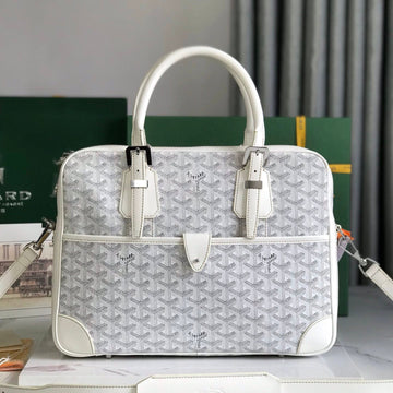 AMBASSADE DOCUMENT CASE 35 IN WHITE GOYARDINE CANVAS Luxe Carry Bags