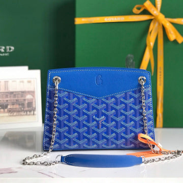 ROUETTE STRUCTURÉ MINI BAG 21 IN SAPPHIRE BLUE GOYARDINE CANVAS AND CALFSKIN Luxe Carry