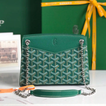 ROUETTE STRUCTURÉ MINI BAG 21 IN GREEN GOYARDINE CANVAS AND CALFSKIN Luxe Carry Bags