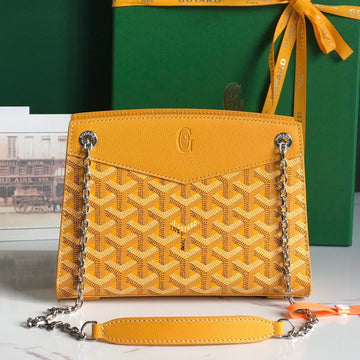 ROUETTE STRUCTURÉ MINI BAG 21 IN YELLOW GOYARDINE CANVAS AND CALFSKIN Luxe Carry