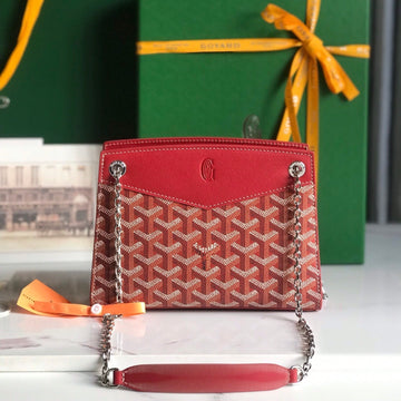 ROUETTE STRUCTURÉ MINI BAG 21 IN CLASSIC RED GOYARDINE CANVAS AND CALFSKIN by Luxe Carry