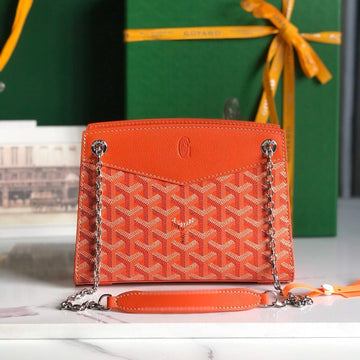 ROUETTE STRUCTURÉ MINI BAG 21 IN ORANGE GOYARDINE CANVAS AND CALFSKIN Luxe Carry