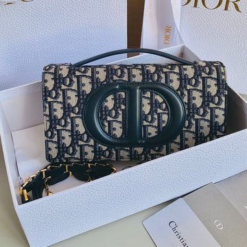 SIGNATURE CHAIN BAG 21 IN BLUE OBLIQUE JACQUARD Luxe Carry