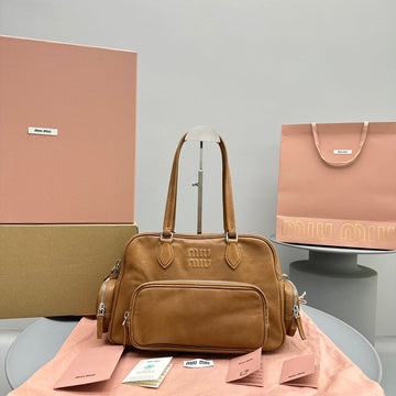 BIKER BAG 31 IN CARAMEL BROWN CALFSKIN By Luxe Carry