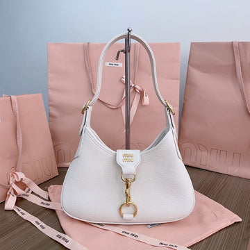 HOBO SHOULDER BAG 29 IN WHITE CALFSKIN GOLD HARDWARE By Luxe Carry