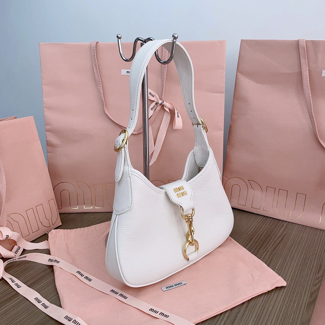 HOBO SHOULDER BAG 29 IN WHITE CALFSKIN GOLD HARDWARE By Luxe Carry