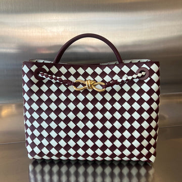 MEDIUM ANDIAMO 32 IN RED WHITE CALFSKIN by Luxe Carry