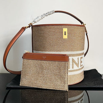 WOOL BUCKET BAG 24 BEIGE CREAM CALFSKIN by Luxe Carry