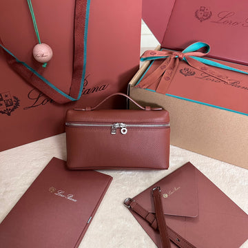 EXTRA POCKET L19 IN GARNET RED CALFSKIN WITH SILVER HARDWARE Luxe Carry