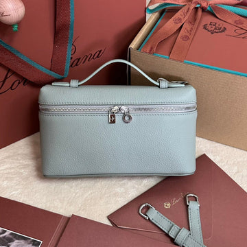 EXTRA POCKET L19 IN POWDER BLUE GRAINED CALFSKIN WITH SILVER HARDWARE by Luxe Carry