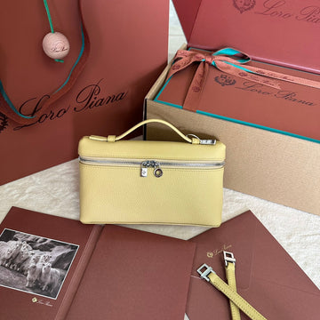 EXTRA POCKET L19 IN LIGHT YELLOW CALFSKIN WITH SILVER HARDWARE by Luxe Carry