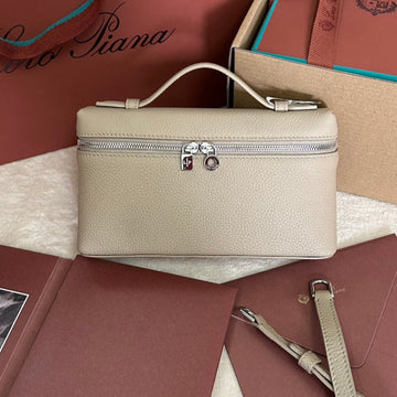 EXTRA POCKET L19 IN DESERT BROWN GRAINED CALFSKIN WITH SILVER HARDWARE Luxe Carry