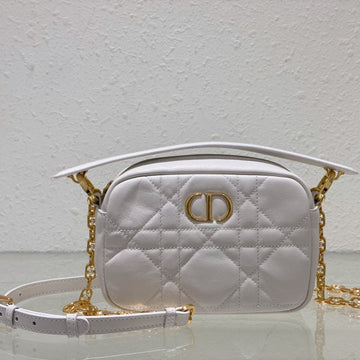 CARO BOX BAG 19 IN WHITE QUILTED MACROCANNAGE CALFSKIN By Luxe Carry