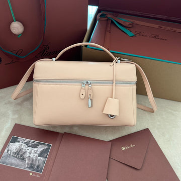 EXTRA BAG L27 IN PEACH PINK SMOOTH CALFSKIN WITH SILVER HARDWARE by Luxe Carry