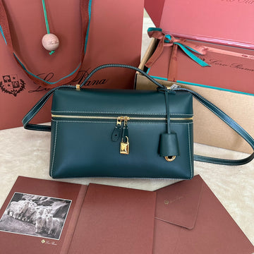 EXTRA BAG L27 IN PEACOCK BLUE SMOOTH CALFSKIN WITH GOLD HARDWARE by Luxe Carry