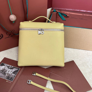 EXTRA POCKET BACKPACK L23.5 IN LIGHT YELLOW CALFSKIN WITH SILVER HARDWARE Luxe Carry Bags