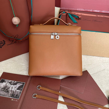 EXTRA POCKET BACKPACK L23.5 IN GINGER ORANGE CALFSKIN WITH SILVER HARDWARE Luxe Carry