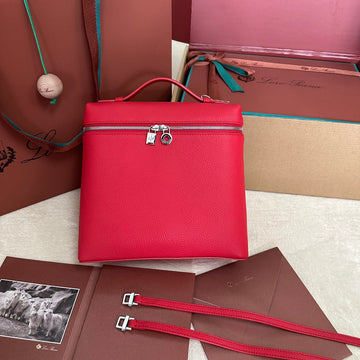 EXTRA POCKET BACKPACK L23.5 IN CHERRY RED CALFSKIN WITH SILVER HARDWARE Luxe Carry