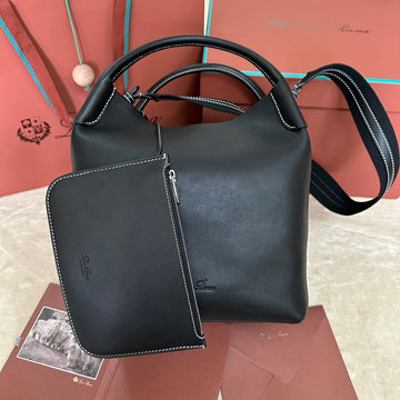 LARGE 36 BALE BAG IN BLACK SMOOTH CALFSKIN Luxe Carry