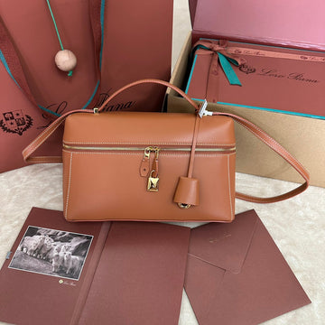 EXTRA BAG L27 IN GINGER ORANGE SMOOTH CALFSKIN WITH GOLD HARDWARE by Luxe Carry