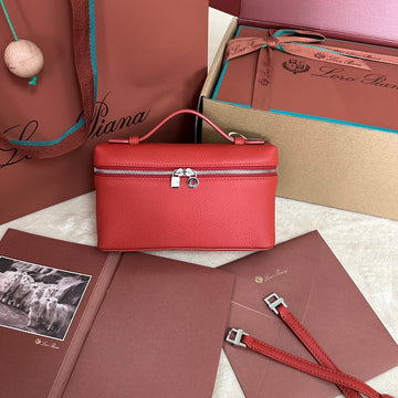 EXTRA POCKET L19 IN CHERRY RED CALFSKIN WITH SILVER HARDWARE Luxe Carry