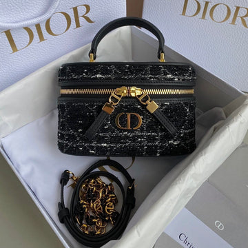 MINI CARO VANITY 16 BLACK TWEED AND LAMBSKIN By Luxe Carry