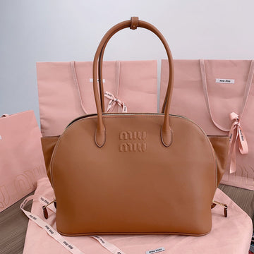 LARGE SHELL BAG 38 IN BRONZE BROWN CALFSKIN Luxe Carry Bags