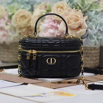 CARO 16 MINI VANITY CASE IN BLACK MACROCANNAGE LAMBSKIN By Luxe Carry