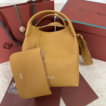LARGE 36 BALE BAG IN MUSTARD YELLOW GRAINED CALFSKIN Luxe Carry