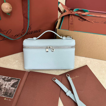 EXTRA POCKET L19 IN LIGHT BLUE CALFSKIN WITH SILVER HARDWARE by Luxe Carry