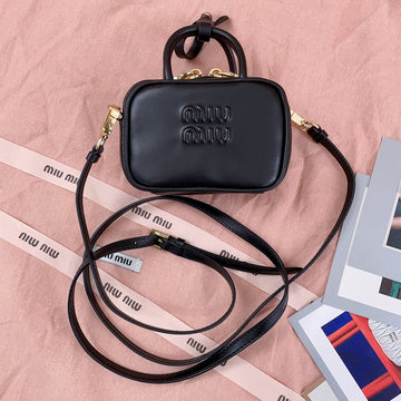 MINI SHOULDER BAG 10 IN BLACK CALFSKIN GOLD HARDWARE Luxe Carry Bags