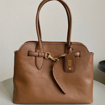 LARGE HANDBAG 40 IN CINNAMON BROWN CALFSKIN Luxe Carry