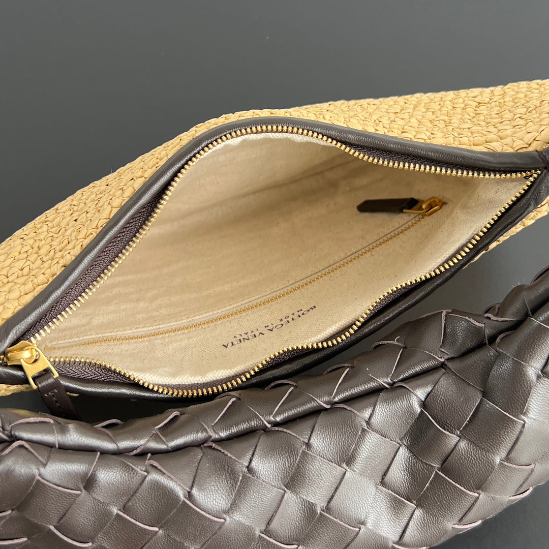 GEMELLI SHOULDER BAG 36 IN BEIGE RAFFIA AND FONDANT LAMBSKIN Luxe Carry