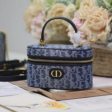 CARO MINI 16 VANITY CASE IN CERULEAN BLUE MONOGRAM DENIM Luxe Carry Bags