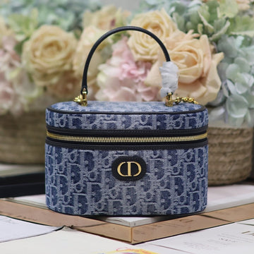 CARO SMALL 20 VANITY CASE IN CERULEAN BLUE MONOGRAM DENIM Luxe Carry Bags