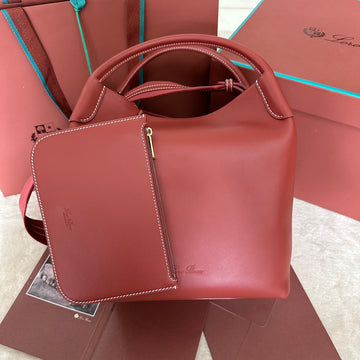 MEDIUM 36 BAG IN VERMILION RED CALFSKIN WITH GOLD HARDWARE by Luxe Carry
